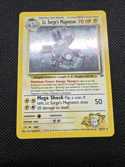 Pokemon TCG Lt. Surge's Magneton Gym Heroes 8/132 Holo Unlimited Rare SWIRL - Image 3