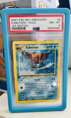 Pokemon TCG PSA 8 - 1st Edition Kabutops 6/75 Holo Rare - WOTC Neo Discovery - Image 1