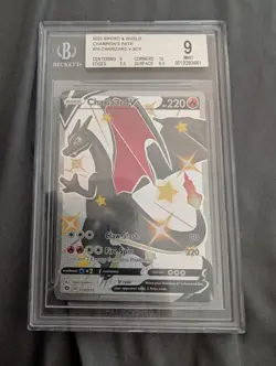 2020 POKEMON SWORD & SHIELD CHAMPION'S PATH SECRET #079 FA/CHARIZARD V PSA 9 - Image 1