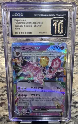 Pokemon Espeon ex CGC Pristine 10 063/187 Terastal Fest Ex Double Rare Holo Jap - Image 1