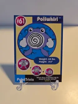 Pokemon Burger King PokeTrivia Non-perforated Poliwhirl #61 - Image 1
