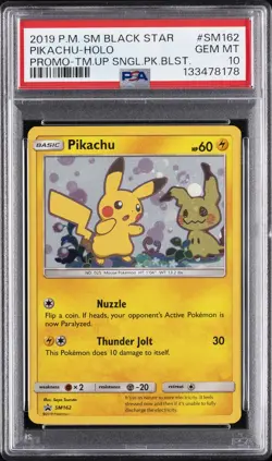 2019 POKEMON SM BLACK STAR PROMO #SM162 PIKACHU-HOLO PSA 10 - Image 1