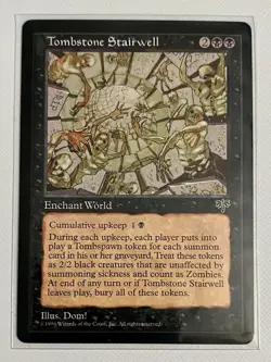 Magic Mtg Mirage Tombstone Stairwell Enchant World Rare 1996 trading card vtg - Image 1