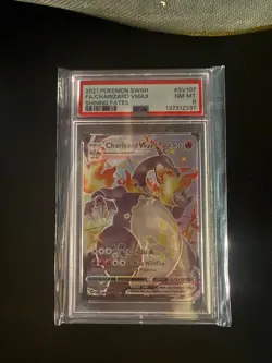 2021 Pokemon Sword & Shield SV107 Full Art Charizard Vmax Shining Fates PSA 8 - Image 1