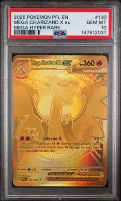 POKEMON MEGA CHARIZARD X ex 2025 PHANTASMAL FLAMES #130 MEGA HYPER RARE PSA 10 - Image 1