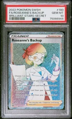PSA 10 ROSEANNE'S BACKUP 180/172 Full Art Secret Rare Pokemon Brilliant Stars - Image 1