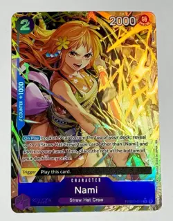 One Piece Nami Parallel Alt Art English PRB02-012 “Pack To Sleeve” Card Foil - Image 1