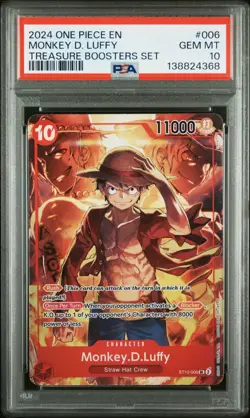 2024 One Piece Promo Monkey D Luffy PSA 10 Treasure Boosters Set #006 - Image 2