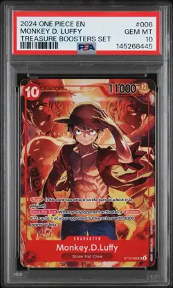 Monkey D Luffy PSA 10 Treasure Boosters Set #006 Promo 2024 One Piece - Image 1