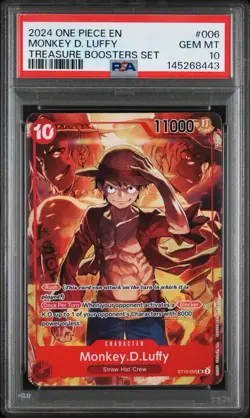 Monkey D Luffy PSA 10 Treasure Boosters Set #006 Promo 2024 One Piece - Image 1
