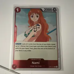 One Piece Nami OP01-016 Romance Dawn Rare Foil Character 2000 Namco - Image 1