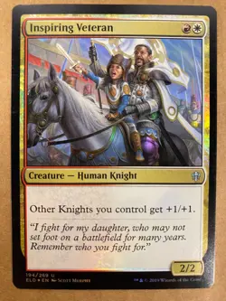 MTG 1x FOIL Inspiring Veteran # 194 Throne of Eldraine Magic the Gathering x1 NM - Image 1