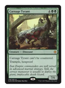 Mint/Near-Mint, English - 1 x MTG Carnage Tyrant - Pre-release Foil Ixalan - Image 1