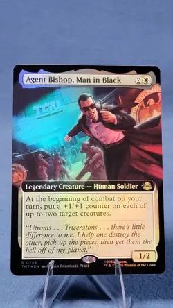 Agent Bishop, Man in Black (Extended Art) *Foil* NM - MTG TMNT TMT #258 - Image 1