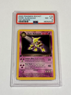 2000 Pokemon Team Rocket - Dark Alakazam 1st Edition Rare Non-Holo #18/82 PSA 8 - Image 1