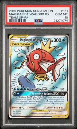 POKEMON 2019 MAGIKARP & WAILORD GX TEAM UP-FA SUN & MOON TEAM UP #161 PSA 10 - Image 1