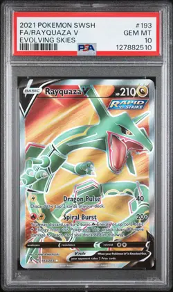 Pokemon TCG Evolving Skies Rayquaza v Full Art Holo Card PSA 10 193/203 - Image 2