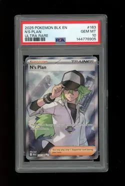 2025 POKEMON BLK EN-BLACK BOLT ULTRA RARE #163 N'S PLAN PSA 10 - Image 1
