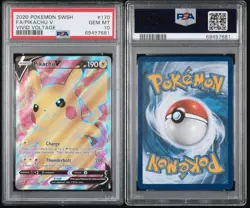 2020 POKEMON SWORD & SHIELD VIVID VOLTAGE #170 FULL ART/PIKACHU V PSA 10 - Image 1