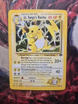 Pokemon - Lt. Surges Raichu 11/132 - Gym Challenge - Holo Rare Unlimited - LP - Image 1