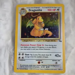 Pokemon Dragonite 4/62 Fossil Holo Rare 1999 Stage 2 100 HP Unlimited - Image 1