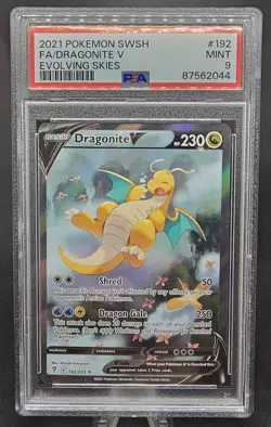 2021 POKEMON SWORD & SHIELD EVOLVING SKIES #192 FULL ART/DRAGONITE V PSA 9 - Image 1