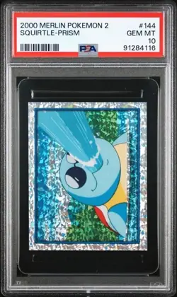 2000 POKEMON SQUIRTLE MERLIN SERIES 2 #144 PRISM STICKER PSA 10 POP 7 - Image 1