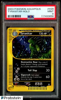 2003 Pokemon Aquapolis #H28 Tyranitar Holo PSA 9 MINT - Image 1