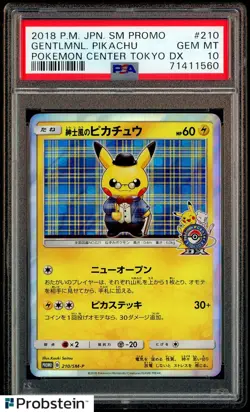 PSA 10 2018 Pokemon Japanese SM Promo Pokemon Tokyo Gentleman Pikachu 210/SM-P - Image 1