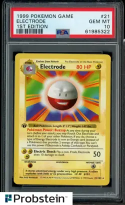 PSA 10 Pokemon 1999 1st Edition Base Set Electrode Shadowless - Image 1