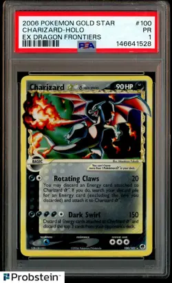 2006 Pokemon ex Dragon Frontiers #100/101 Charizard Gold Star Holo PSA 1 - Image 1