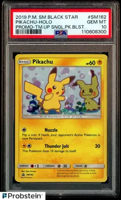 2019 Pokemon SM Black star Promo SM162 Pikachu Holo PSA 10 GEM MINT - Image 1