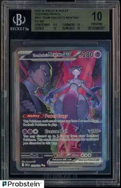 2025 Pokemon DRI EN Destined Rivals #231 Team Rocket's Mewtwo ex SIR BGS 10 - Image 1