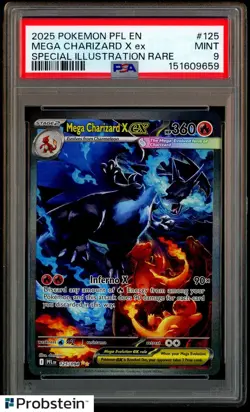 #1 2025 Pokemon PFL En Special Illustration Rare #125 Mega Charizard X Ex PSA 9 - Image 1