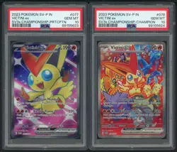 2023 Pokemon SV-P IN SV3s Championship 078 077 Victini Ex Sequential Set PSA 10 - Image 1