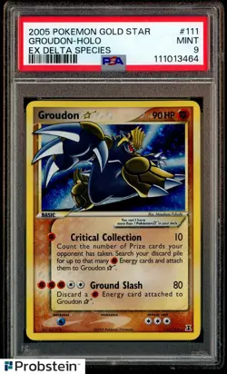 2005 Pokemon Gold Star Ex Delta Species #111 Groudon Holo PSA 9 MINT - Image 1