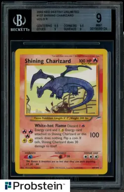 2002 Pokemon Neo Destiny Unlimited #107 Shining Charizard Holo R BGS 9 MINT - Image 1