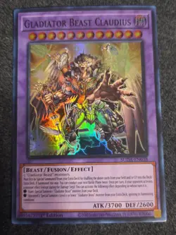 Yugioh! Gladiator Beast Claudius - SUDA-EN038 - Super Rare - 1st Edition Near Mi - Image 1