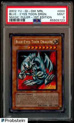 2002 Yu-Gi-Oh! MRL Magic Ruler 1st Edition #000 Blue-Eyes Toon Dragon PSA 9 - Image 1