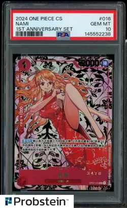 2024 One Piece Chinese 1st Anniversary Set OP01-016 Nami Serial PSA 10 GEM MINT - Image 1