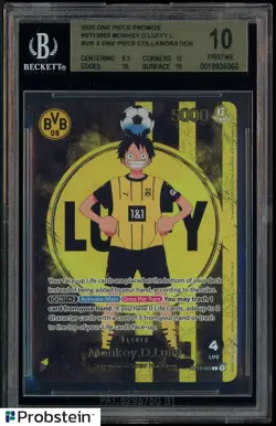 2025 ONE PIECE PROMOS BVB X ONE PIECE MATCH DAY 2025 #003 MONKEY D. LUFFY BGS 10 - Image 1