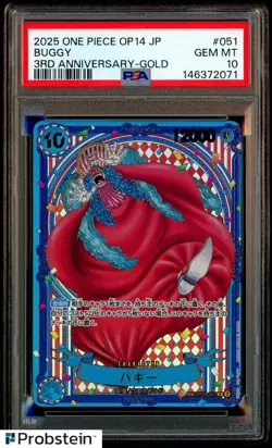 2024 One Piece OP09 Japanese Manga Alternate Art #051 Buggy PSA 10 GEM MINT - Image 1