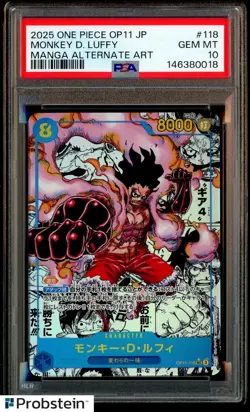 2025 One Piece OP11 Japanese Manga Alternate Art #118 Monkey D. Luffy PSA 10 - Image 1