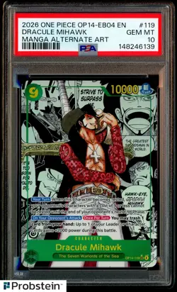 2026 One Piece OP14-EB04 En Manga Alternate Art #119 Dracule Mihawk PSA 10 - Image 1