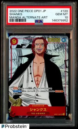 2022 One Piece OP01 Japanese Manga Alternate Art #120 Shanks PSA 10 GEM MINT - Image 1