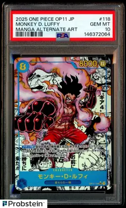 2025 One Piece OP11 Japanese Manga Alternate Art #118 Monkey D. Luffy PSA 10 - Image 1