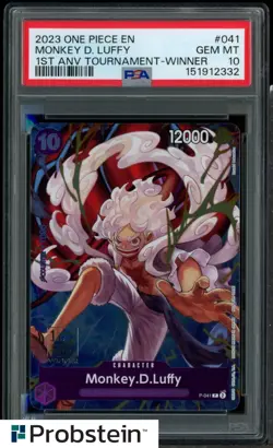 2023 One Piece EN 1st Anniversary Tournament Winner #041 Monkey D Luffy PSA 10 - Image 1