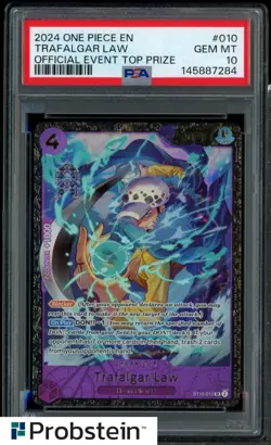 2024 One Piece EN Official Event Top Prize #010 Trafalgar Law PSA 10 GEM MINT - Image 1