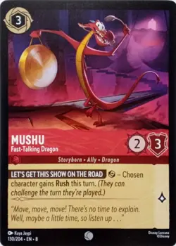 130/204 MUSHU FAST-TALKING DRAGON EN8 COMMON DISNEY LORCANA CARD - Image 1