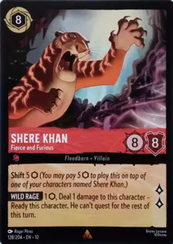 128/204 SHERE KHAN FIERCE AND FURIOUS EN10 RARE DISNEY LORCANA CARD - Image 1